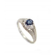 Sterling Silver 925 Ring Natural Blue Sapphire Gem Stone Womens Handmade A456